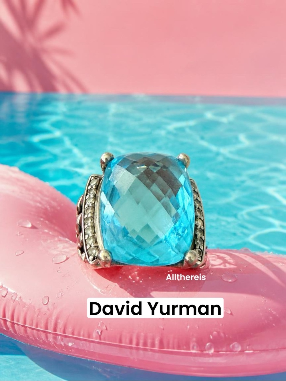 David Yurman Wheaton Blue Topaz Ring 5 1/2 - Picture 5 of 16
